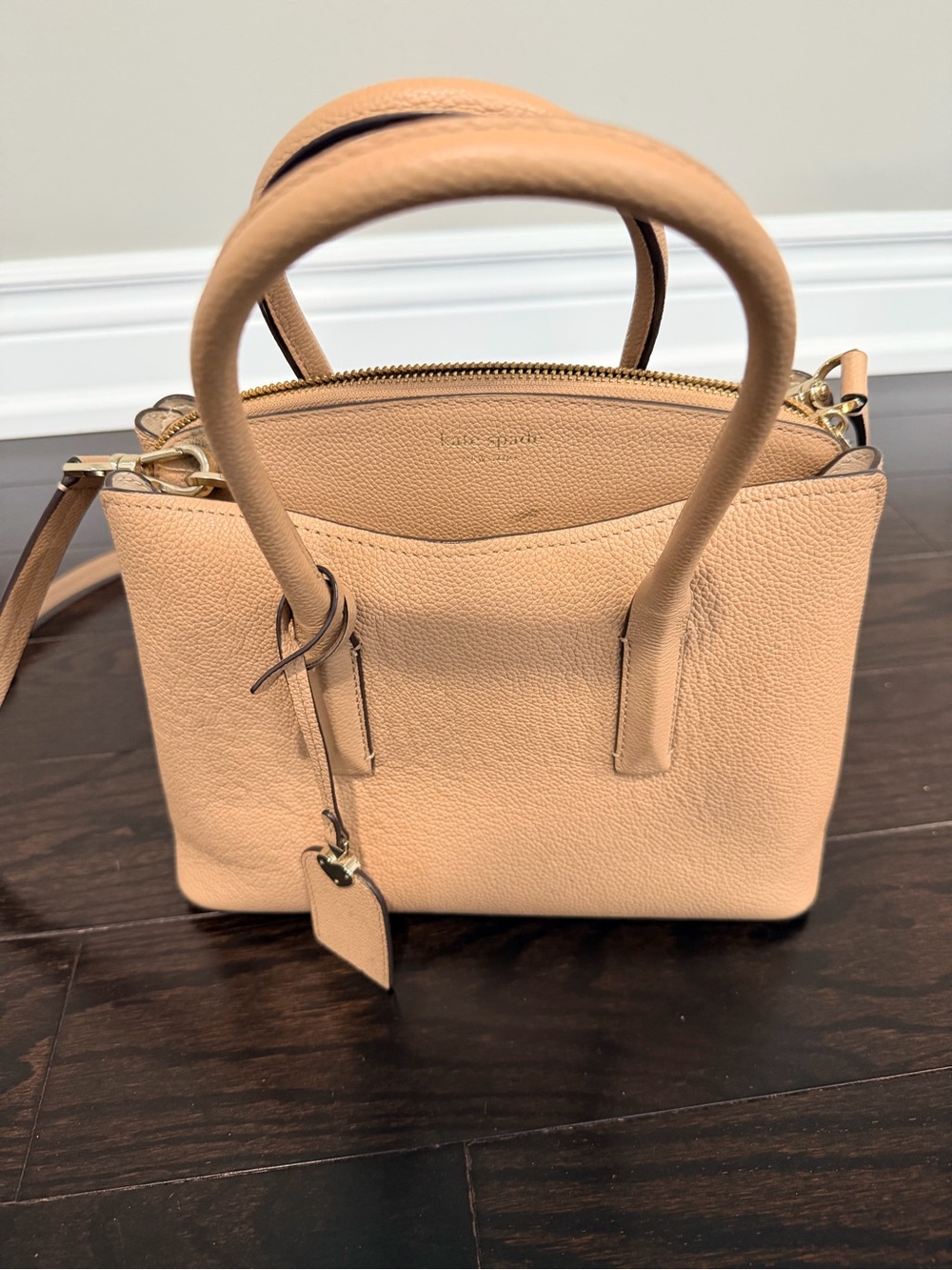 Kate Spade Pebbled Leather Satchel Bag - Nude Tan
